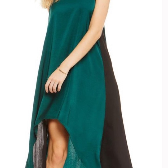 *NWOT* High-Low Green & Black Dress - Picture 4 of 8